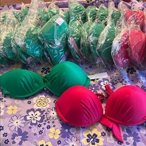 Rachel Lym bandeau bikini tops size L 21 tops !